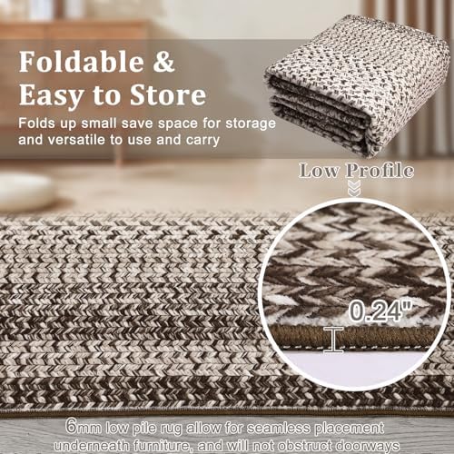 RUGSREAL Braided Print Runner Rug 2x8 Machine Washable Hallway Runner Rugs - Image 4