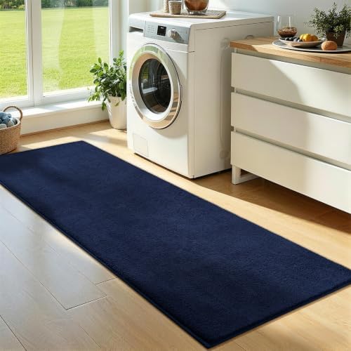 Vasofe Navy Hallway Runner Rug, 2x6 Non Slip Runners, Washable Bedroom Rug - Image 6