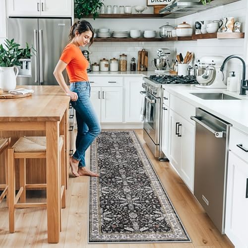 2x10 Hallway Runner Rug Non Slip Washable – Boho Floral Long Floor Carpet Runner - Image 3