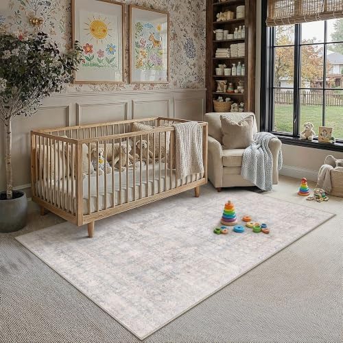 HUGEAR Blue Cream 3x5 Neutral Area Rugs - Image 2