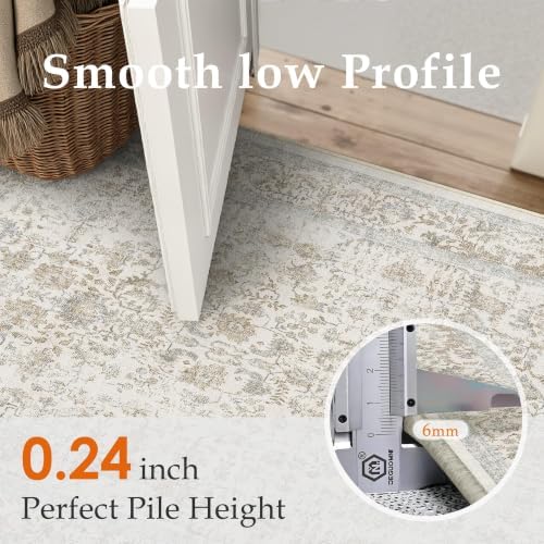 PureCozy Taupe Runner Rug 2x4 Vintage Floral - Image 3