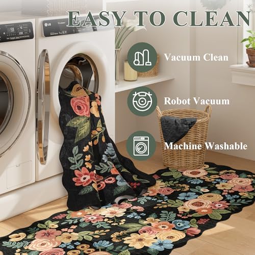 DUKINO 5x8 Washable Area Rug, Soft Floral Living Room Rug Non Slip - Image 7