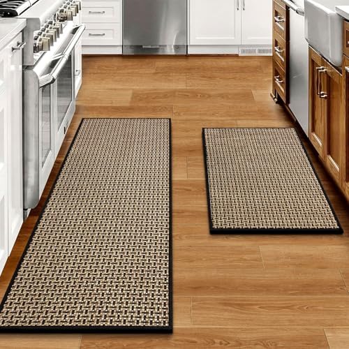 eqivei Kitchen Rugs Non Slip Washable 2-Piece Kitchen Mats by Eqivei