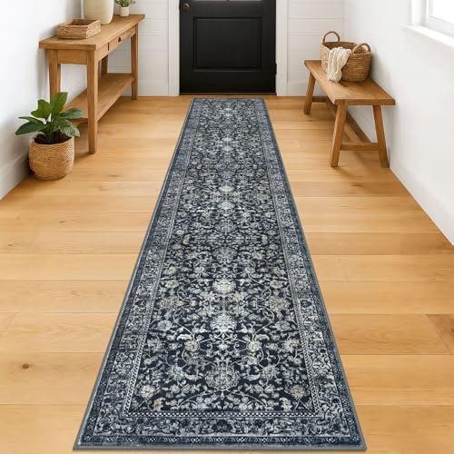 KILOCOCO Runner for Hallway 2x12 ft Washable Runner Non-Slip Rug, Midnight Navy by Kilococo