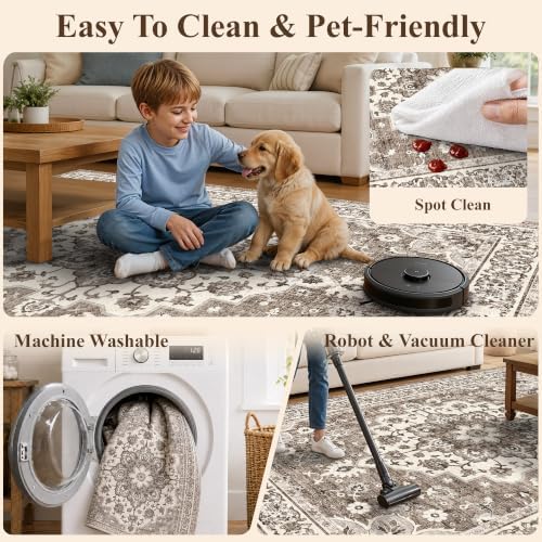 Washable Oriental Area Rug: Soft 10x10 Area Rugs - Image 5