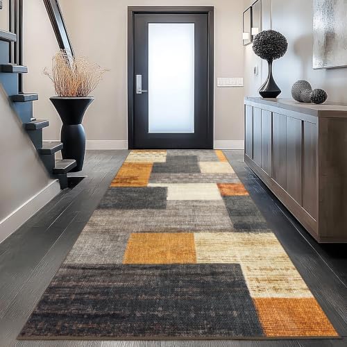Modern Geometric Patchwork Indoor Runner Rug - Image 2