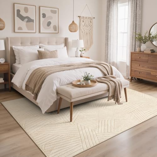 GENIMO Beige Rug 5x7 Washable Area Rugs - Image 3