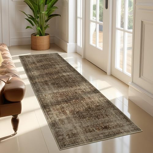 Brown Coffee Hallway Runner Rug 2x6, Dark Earth Tone Kitchen Runners Non Skid by Jainmy