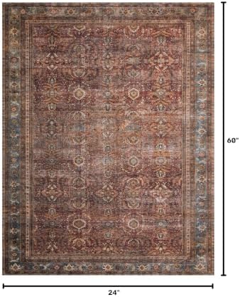 Loloi Layla Brick/Blue 2'-0" x 5'-0" Accent Rug - Image 2