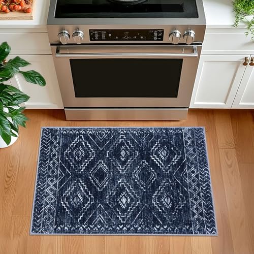 KILOCOCO Entryway Rug 2x3 Washable Rug Door Mat Indoor, Dark Blue - Image 3