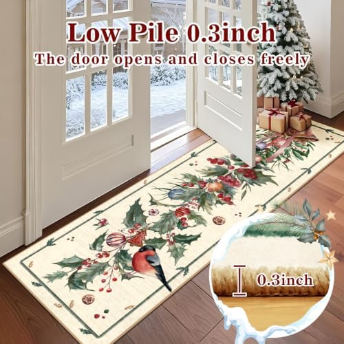 nesrt Christmas Bird Runner Rug 2x6ft Washable Non Slip - Image 2