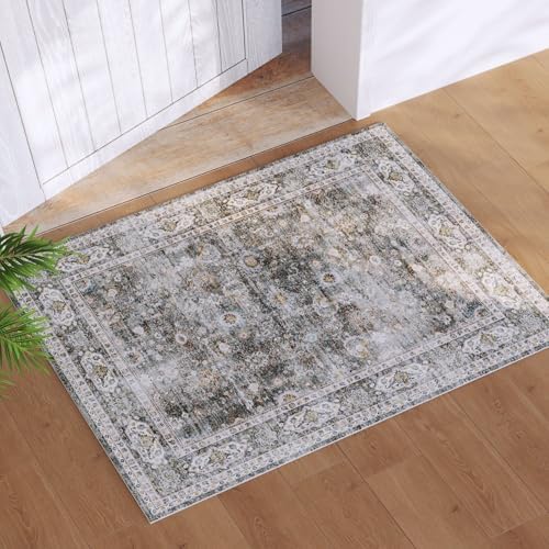Rugcomf Small Rug 2x3 Door Mat Washable Non Slip Vintage by Rugcomf