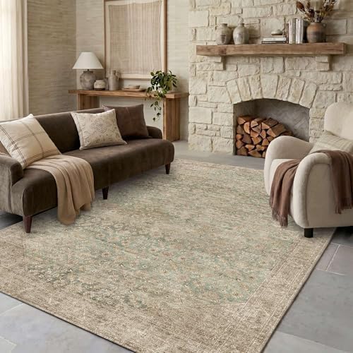Washable Area Rug 6x9, Non-Slip Boho Carpet by LULLOSA