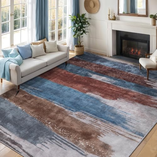 Ciicool 5x7 Area Rugs for Living Room, Modern Abstract Washable Carpet Blue - Image 2