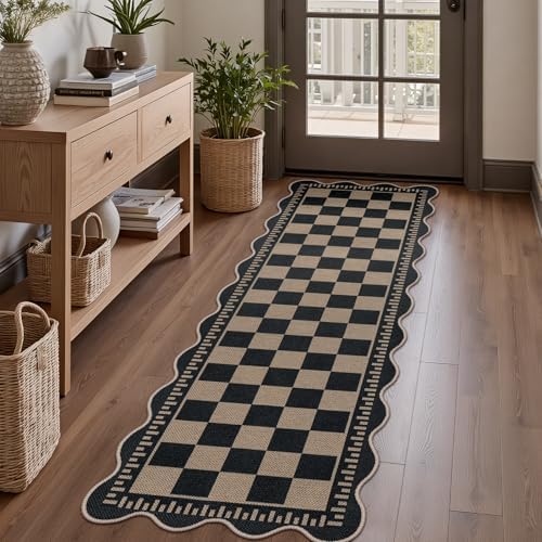 Checkered 2x6 Kitchen Runner Rug, Washable Rugs by LORWER