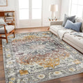 CHAMPLANT Area Rug 10x14 Washable Taupe Vintage Traditional Mat Distressed by CHAMPLANT