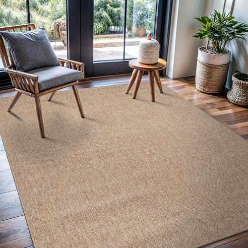 CAMILSON Easy Jute Rug 4x6, Indoor Outdoor Natural Color Fiber Area Rugs - Image 5
