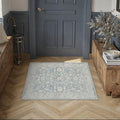 2x3 Blue Washable Area Rug Non Slip Retro Distressed Doormat by WondRg