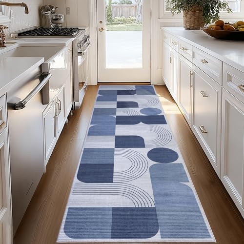 Soft Modern Geometric Abstract Machine Washable 2.7x10 Runner Rug - Image 6