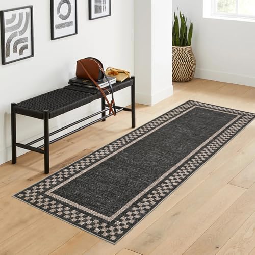 Garvee 2x6 Indoor Rugs for Entryway Checkered Washable Runner Rug by Garvee