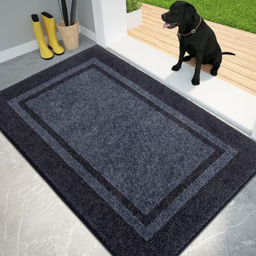 PURRUGS Dirt Trapping Indoor Door Mat, Bluish Grey & Charcoal by PURRUGS