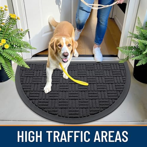 OLANLY Half-Circle Front Door Mat 29.5x17, Heavy-Duty Rubber Doormat - Image 5