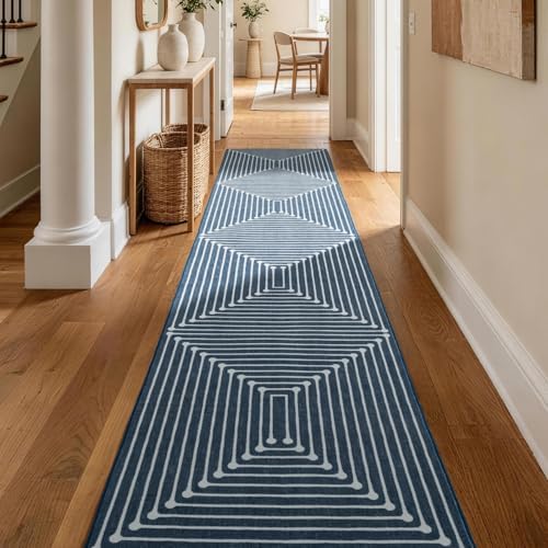 YIHOUSE 2x6 Kitchen Runner Rug Non Slip Washable, Dark Blue 6ft Rug Runners - Image 6