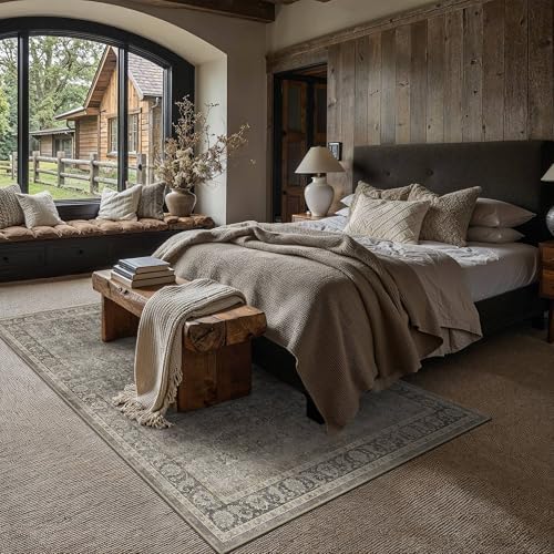 HUGEAR Moss Green 5x7 Washable Area Rugs - Image 2