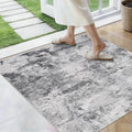 HILORUUG 3x3 Rug Square Washable: Non Slip Abstract Entry Runner Black Grey by HILORUUG