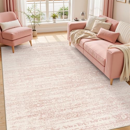 Soalmost Pink 5x7 Area Rugs for Baby Girl Nursery, Washable Soft Rugs - Image 3