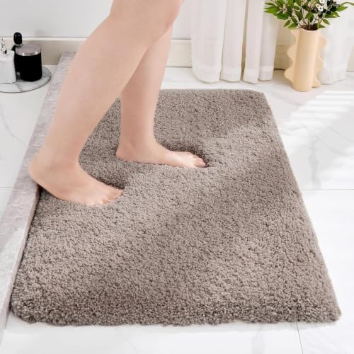 Disolla Taupe Grey Bathroom Rugs 20x32, Non-Slip Plush Thick Bath Mat by Disolla