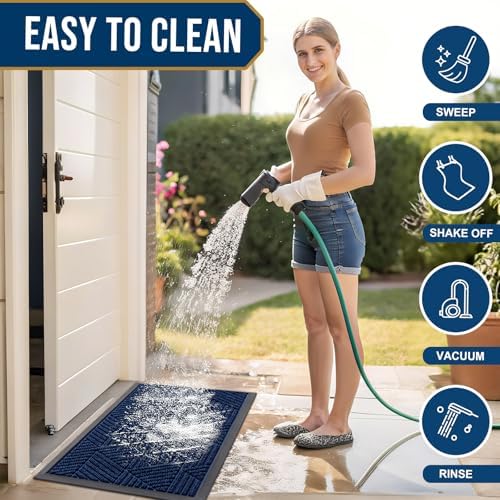 Smiry Front Door Mat Outside Entrance, Low Profile Rubber Doormat - Image 6