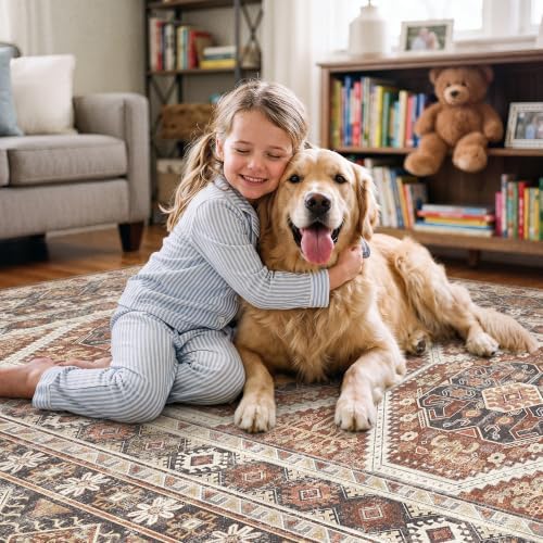 Ksrau 4x5 Area Rug Washable: Non Slip Entryway Throw Rugs Brick - Image 2