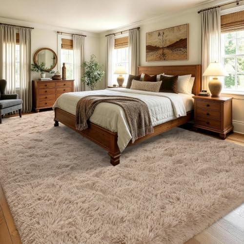 8x10 Extra Large Beige Fluffy Area Rug Non-Slip - Image 4