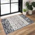 KUTA Boho Geometric Area Rugs 2x3 Black Navy Blue Entryway Rug by KUTA