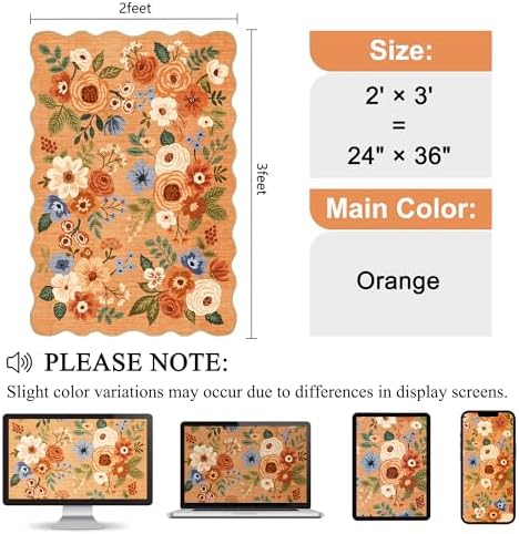 DUKINO 2x3 Rugs for Entryway, Floral Door Mat Washable Kitchen Rugs - Image 2
