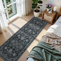 Joydeco Washable 2x6 Hallway Runner Vintage, Dark Gray&Light Gray&Black by JOYDECO