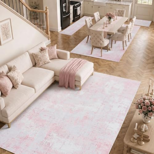 Washable 4'x6' Abstract Area Rug - Image 3