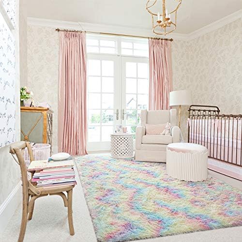AROGAN Fluffy 6x9 Rainbow Area Rugs - Image 5