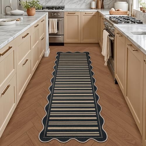 Striped Easy Jute Runner Rug, 2x6 Kitchen Rug Non Slip Washable Outdoor Runner - Image 3