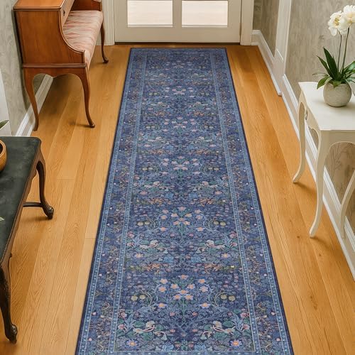 Hazo Haus Non Slip 2x10 Dark Blue Hallway Runner - 10ft Long Runner Rugs by HazoHaus