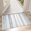 2x3 Washable Area Rugs for Living Room Boho Bathroom Rug Blue/Brown by BESTSWEETIE