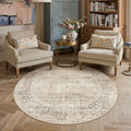 HUGEAR Beige 5x5 Neutral Round Rugs by HUGEAR