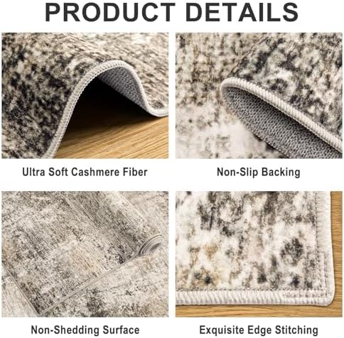 PLHXFR 10x12 Area Rug Living Room: Abstract Washable Carpet Brown Black - Image 5