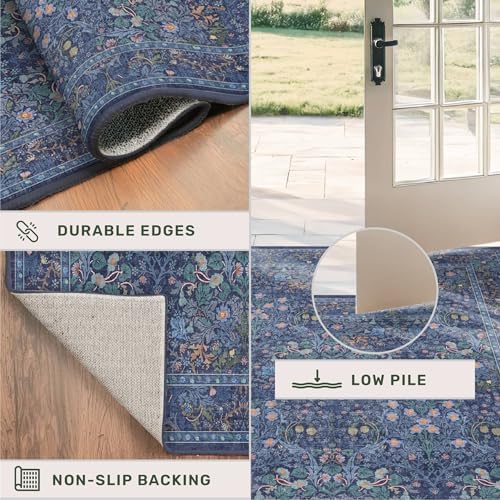 Hazo Haus Non Slip 2x10 Dark Blue Hallway Runner - 10ft Long Runner Rugs - Image 4