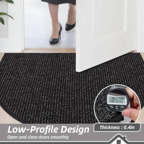 BEQHAUSE Dirt Trapper Door Mat 24" x 36" Half Circle Non Slip Rugs - Image 5