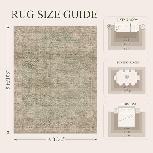 Washable Area Rug 6x9, Non-Slip Boho Carpet - Image 2