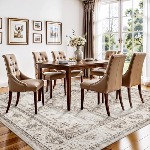 7x7 Area Rug Washable Living Room Rugs: 7ft Square Ultra Thin Soft Oriental - Image 3