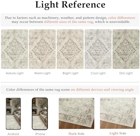 PureCozy Beige 2x8 Washable Runner Rug Kitchen Non Slip Vintage Carpet - Image 7