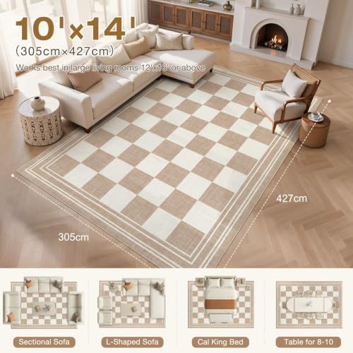 cotiled Boho 10x14 Area Rug for Living Room: Large Moroccan Washable Rug - Image 7
